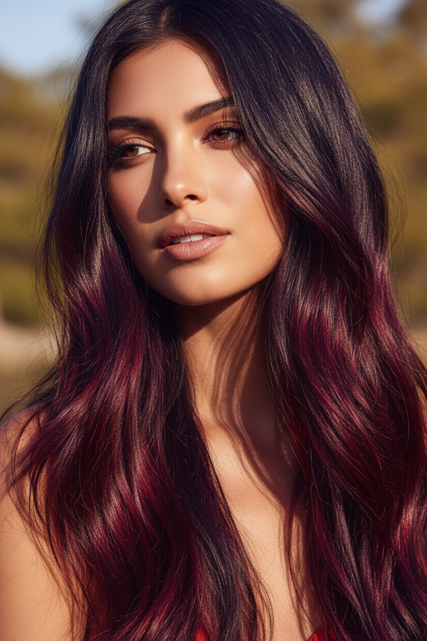 Black Cherry on Dark Hair