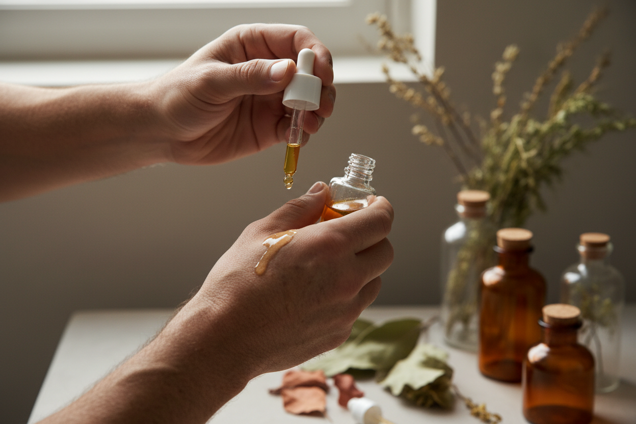 Bloom Bright Lifestyle — Man Applying Serum