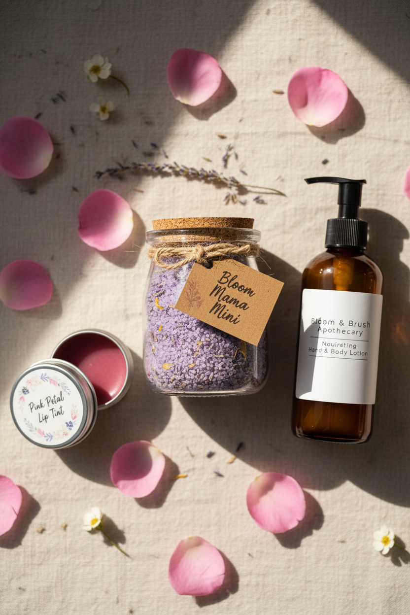 Bloom Mama Mini — Flat Lay Hero with Cork Jar