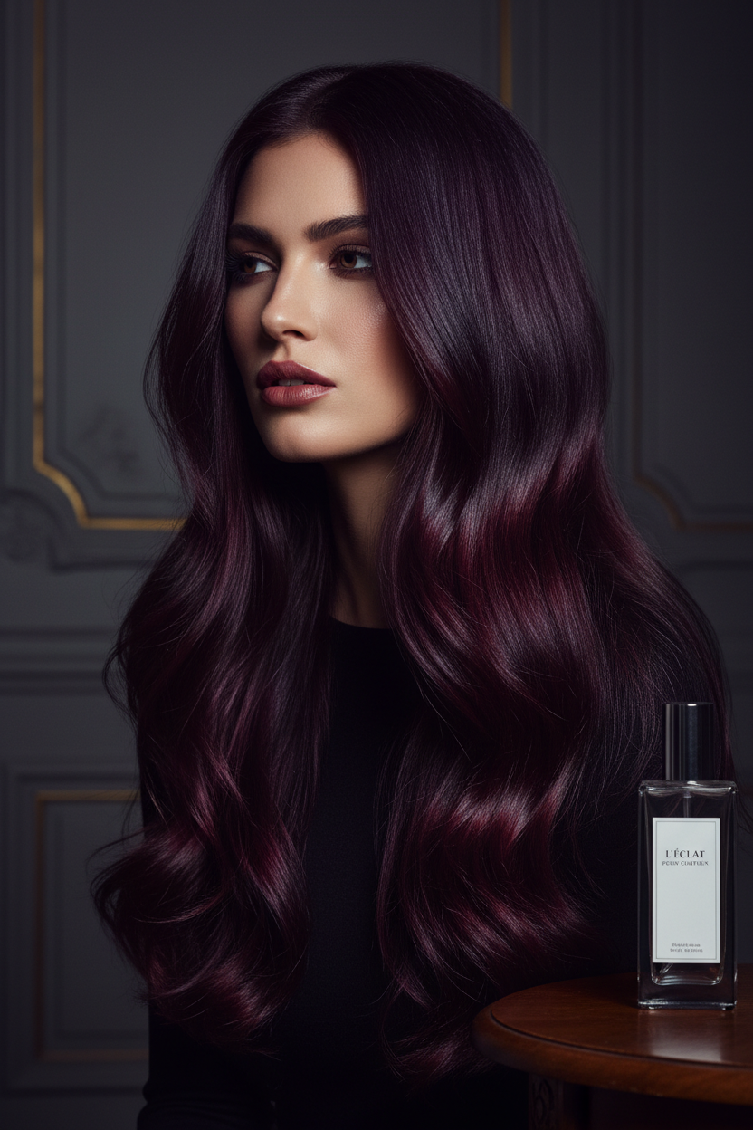 Burgundy Wine on Dark Hair