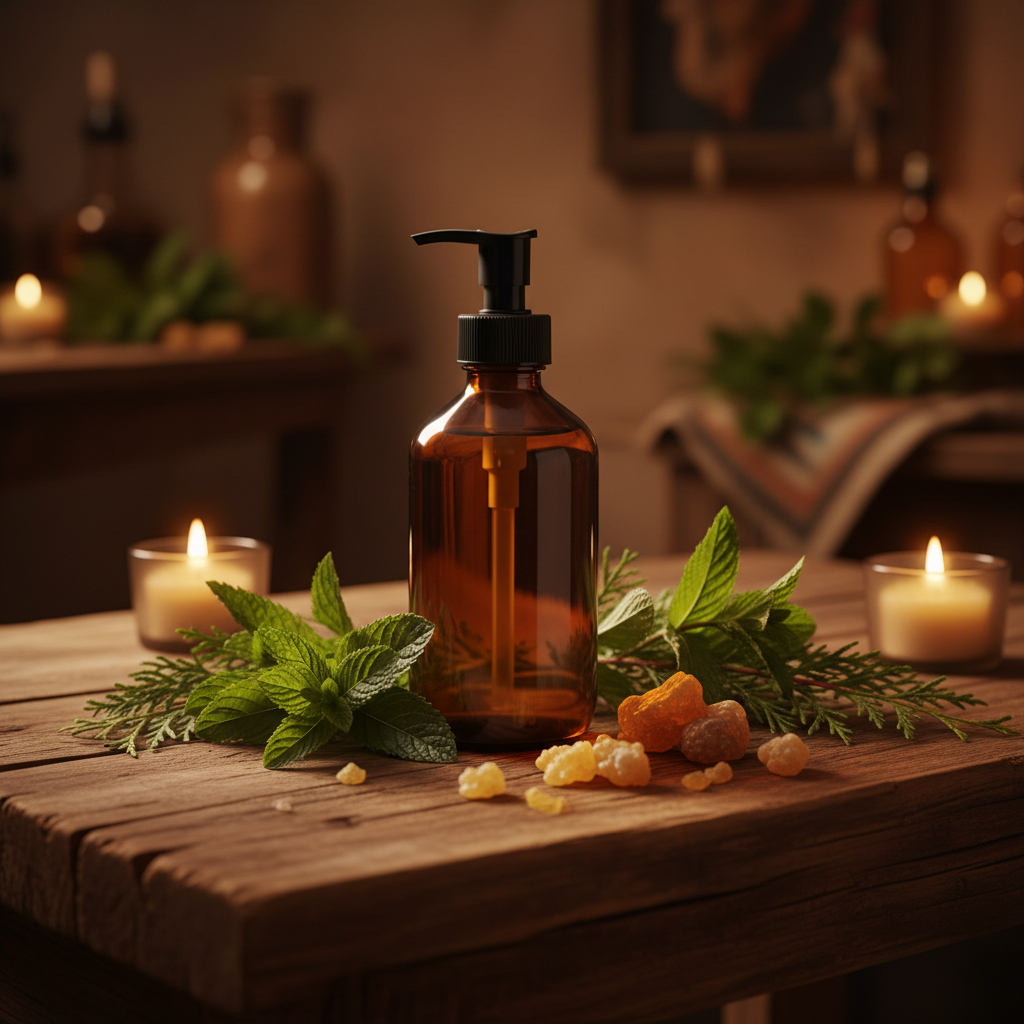 Dark Amber Pump - Botanicals Night Scene