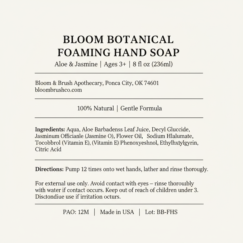 Foaming Hand Soap Label