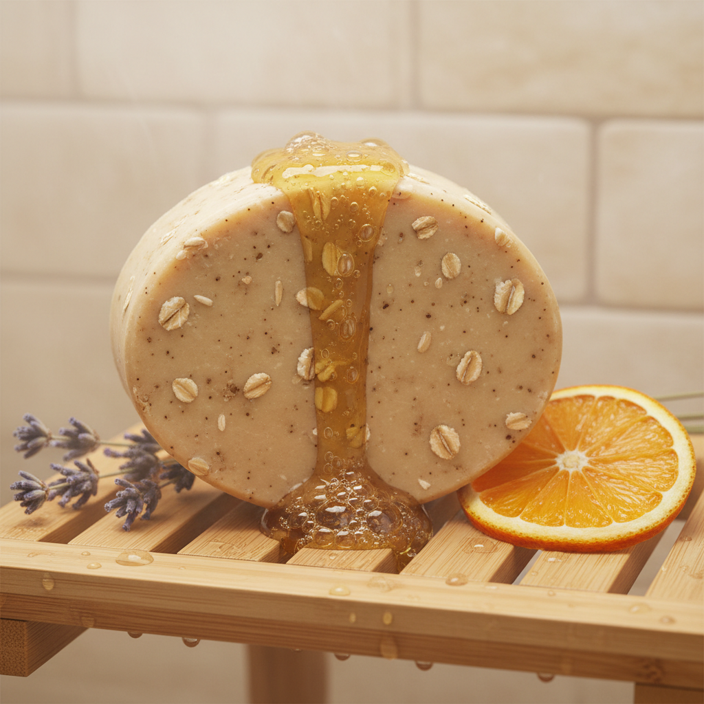 Golden Oat Honey Soap - Shower Scene