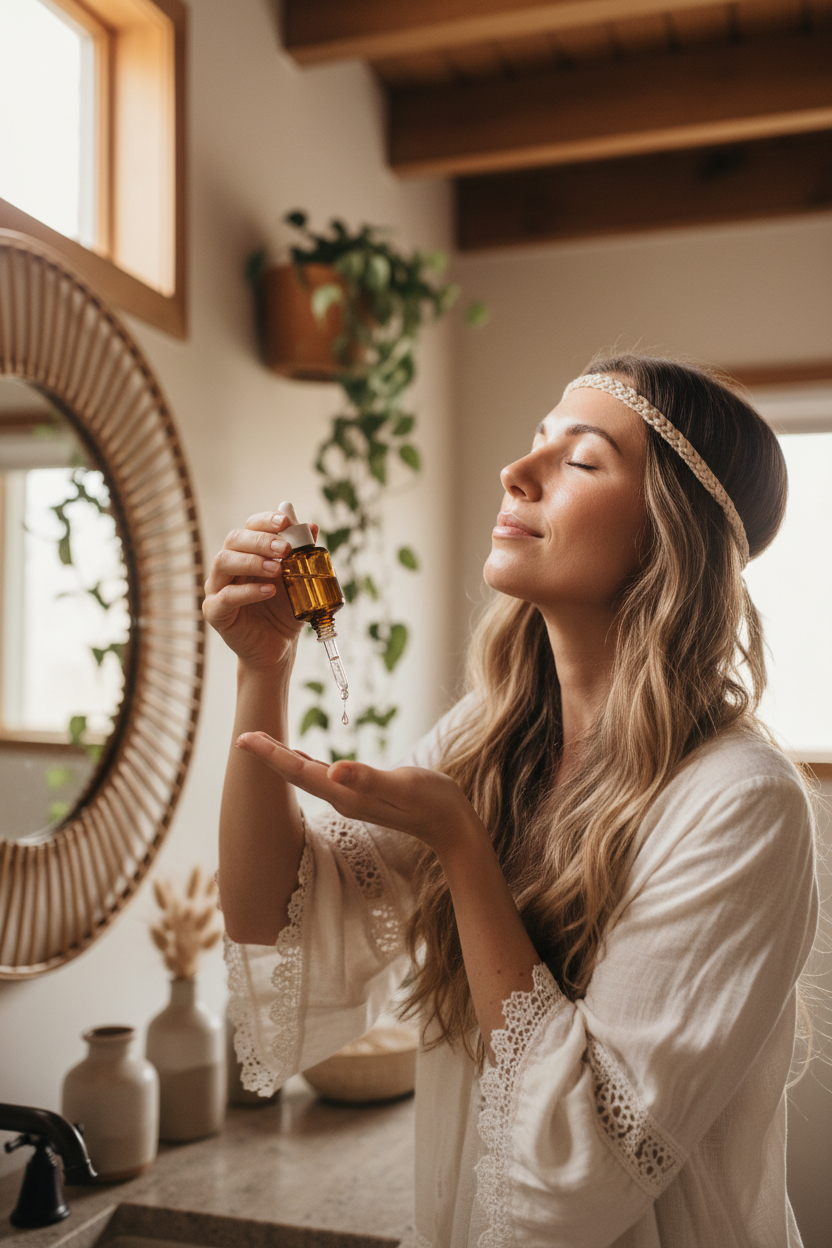 Bloom Bright Serum — woman applying serum