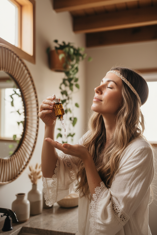 Bloom Bright Serum — woman applying serum