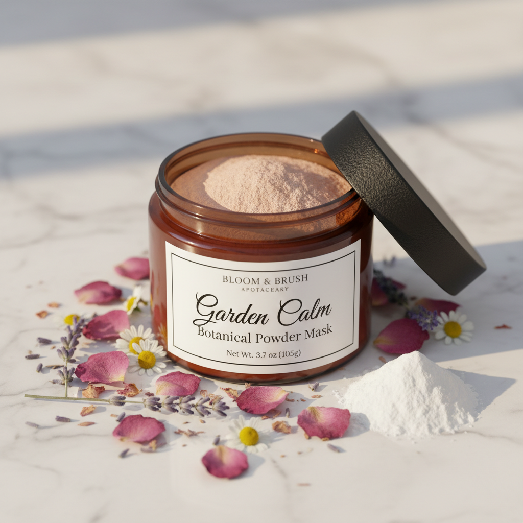 Garden Calm Botanical Powder Mask - 4oz Amber Jar with Black Lid