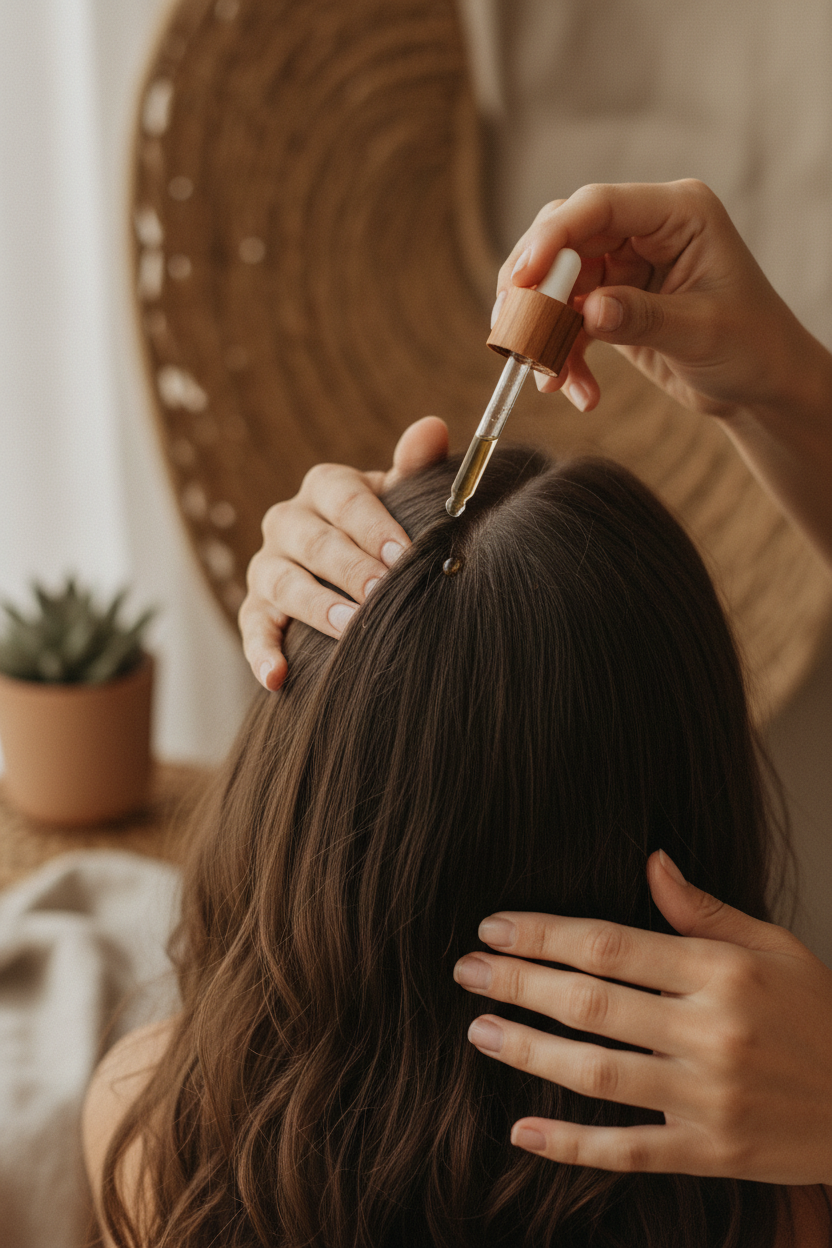 Scalp massage ritual with Sacred Roots DHT Defense Growth Oil