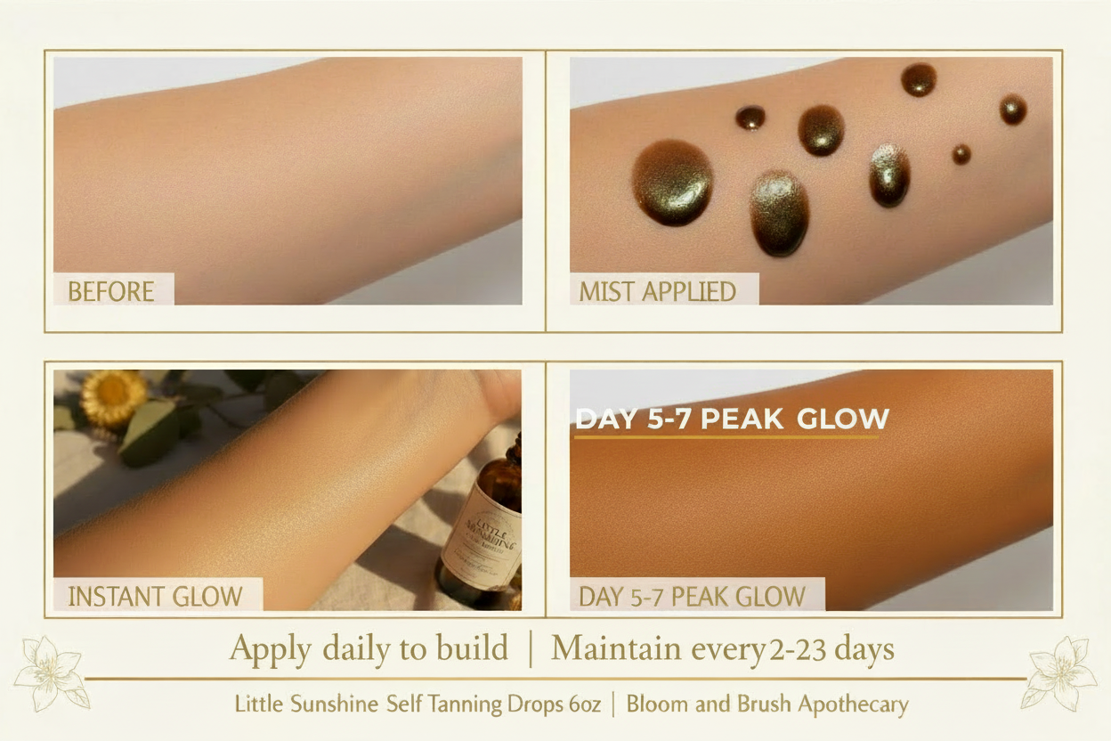 Little Sunshine Self Tanning Drops | Instant Bronze + Buildable DHA Glow | 4 fl oz