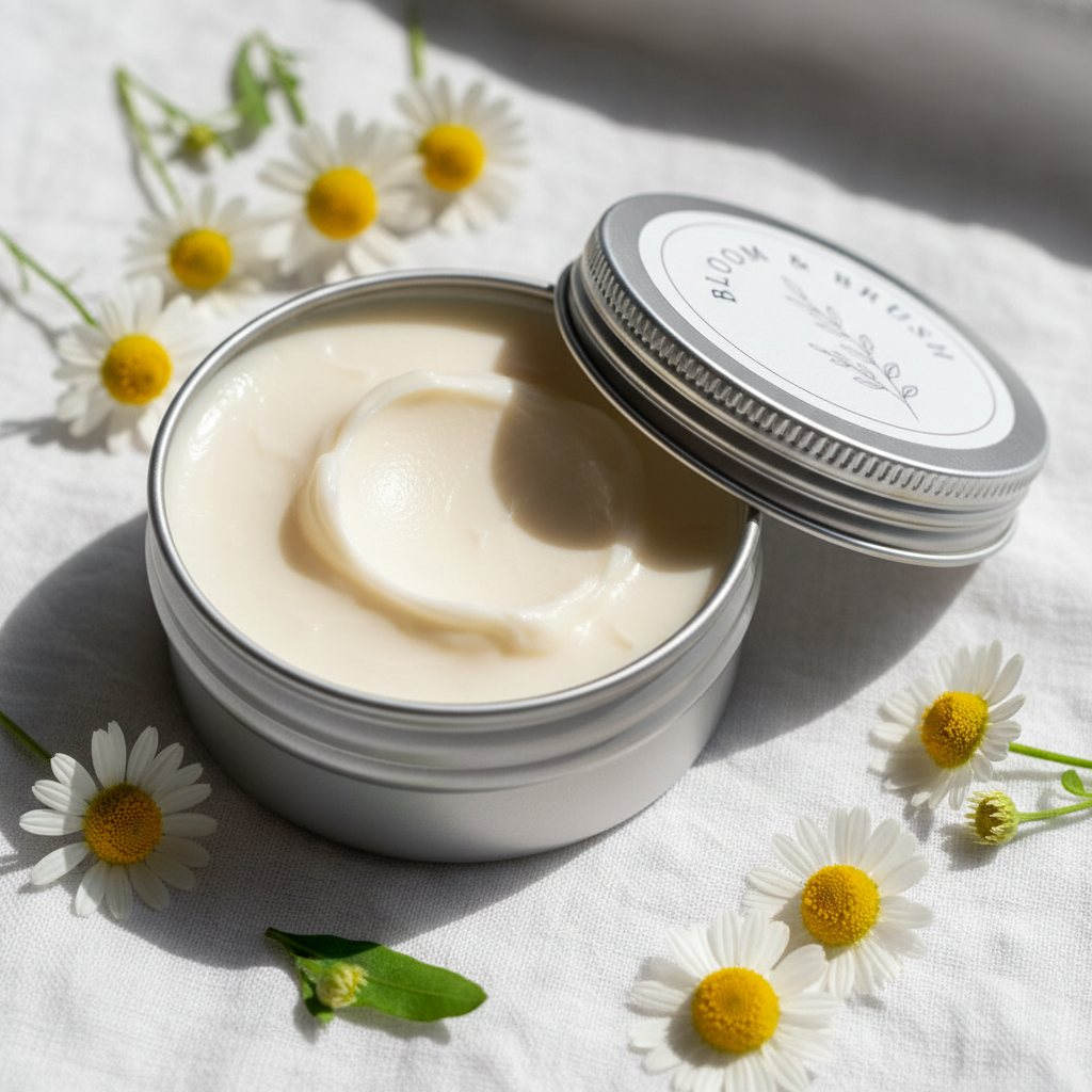 Bloom Mama Nursing Balm open tin showing rich creamy balm texture