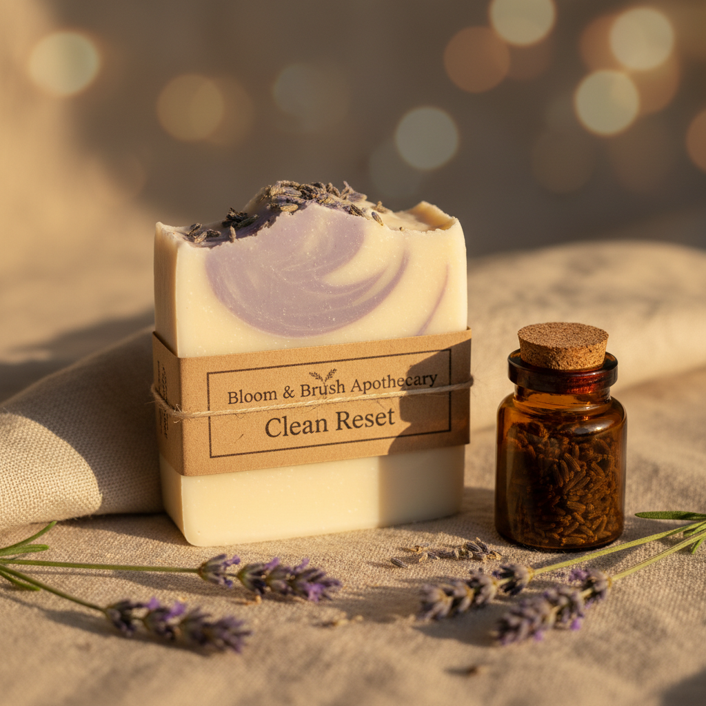 Clean Reset Botanical Bar Soap with lavender swirl