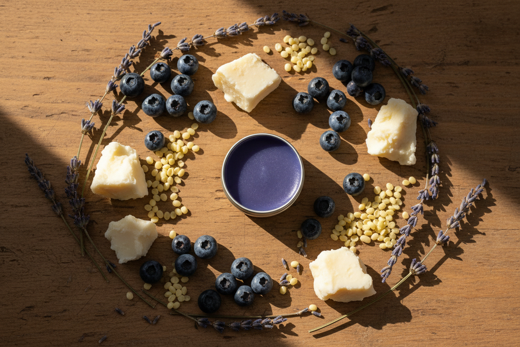 Lip Balm — Wood Flat Lay