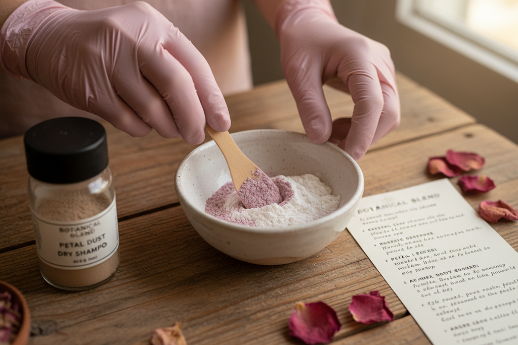Mixing Hair Color with Petal Dust