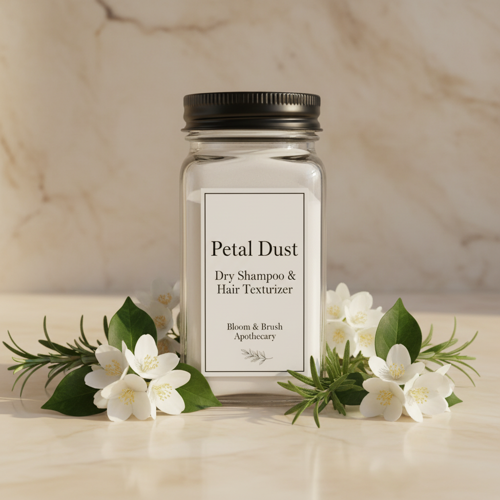 Petal Dust — Square Glass Spice Jar with Black Lid