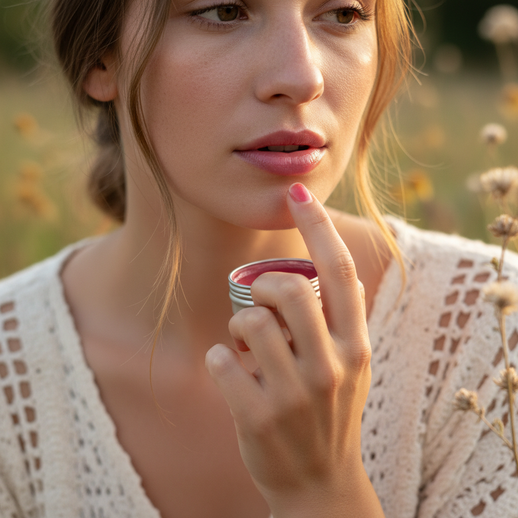 Raspberry Lip Balm — Application