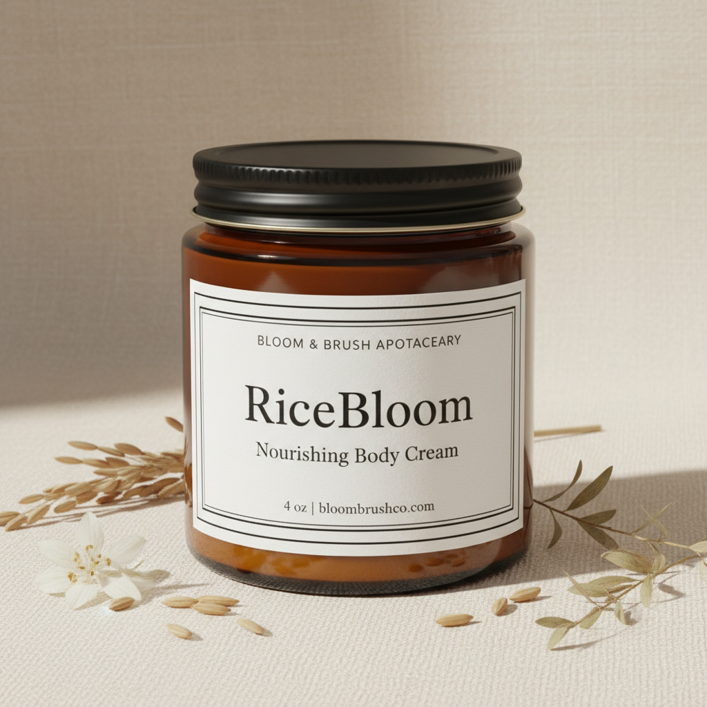 RiceBloom Nourishing Body Cream — Apothecary Style Label