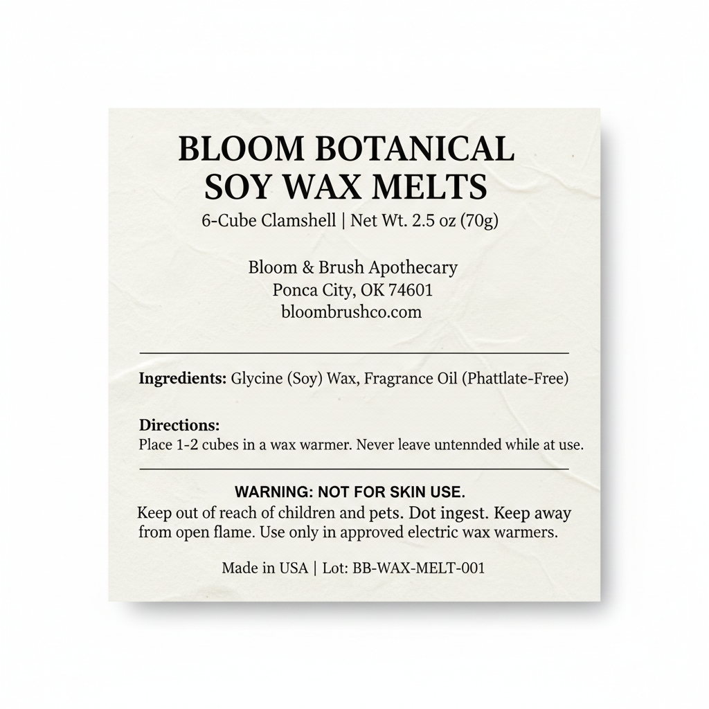Wax Melts Label Card