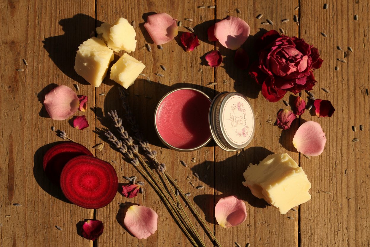 Whipped Lip Balm — Wood Flat Lay